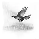 bird flying through a dark and treacherous rainstorm, to coming out on the other side into daylight, a paradise  tattoo design idea