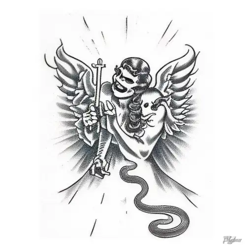 Devil and angel tattoo design idea