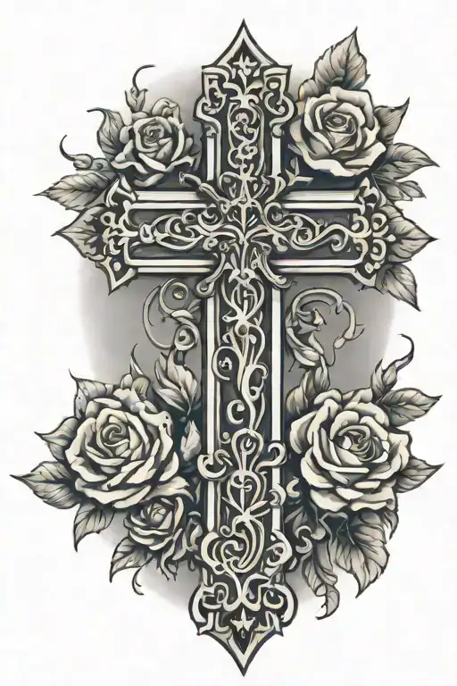 cross with Joshua 1:9 calf tattoo tattoo design idea