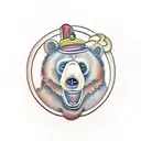 anthropomorphic bear in a guilded oval frame tattoo design idea
