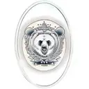 anthropomorphic bear in a guilded oval frame tattoo design idea