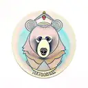anthropomorphic bear in a guilded oval frame tattoo design idea