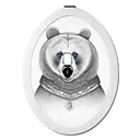 anthropomorphic bear in a guilded narrow oval frame tattoo design idea