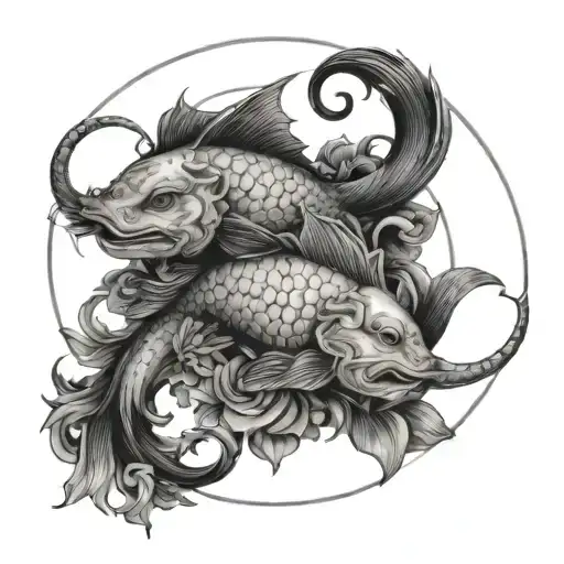 Pisces and leo zodiac sign tattoo design idea