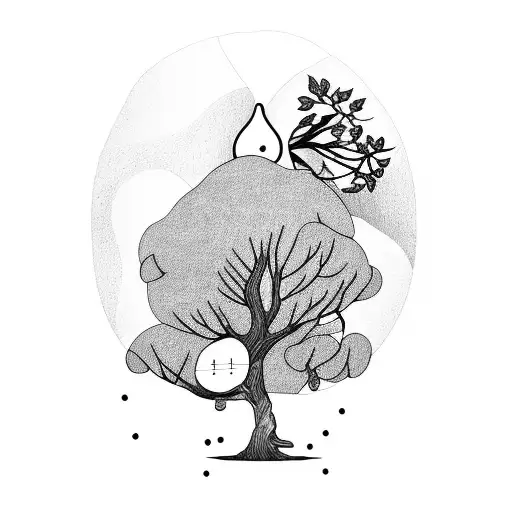 Bear climbing an apple tree tattoo design idea