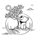 Bear climbing an apple tree tattoo design idea