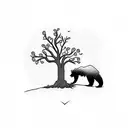 Bear climbing an apple tree tattoo design idea