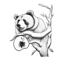 Bear climbing an apple tree tattoo design idea