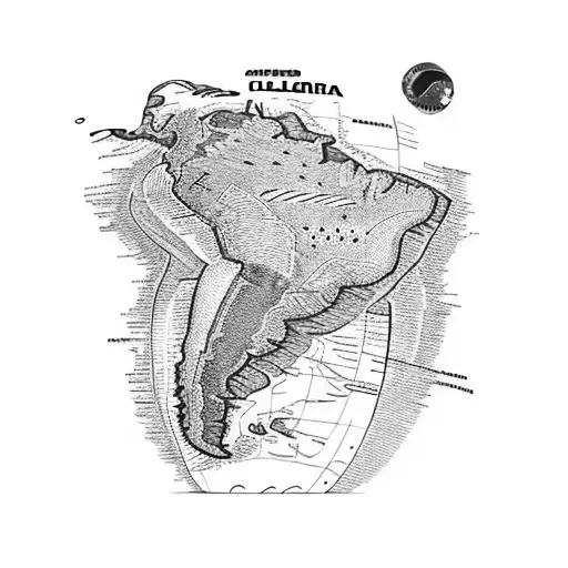South America globe making emphasis in Colombia and with Andean style tattoo design idea