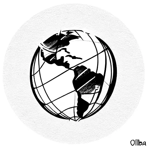 South America globe making emphasis in Colombia and with Andean style tattoo design idea