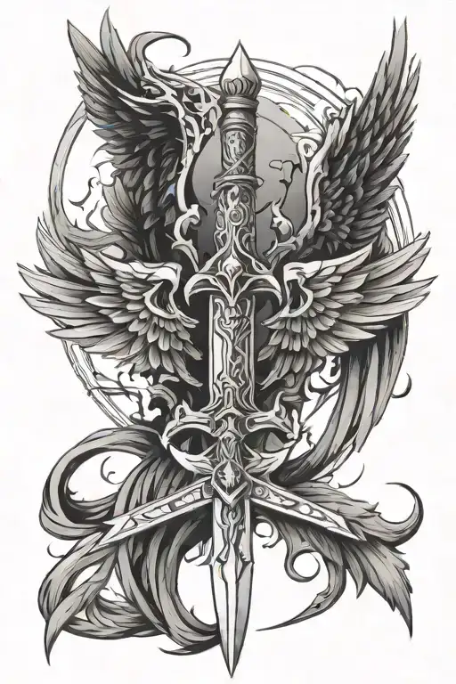 Legend of Zelda Sword with angel wings  tattoo design idea