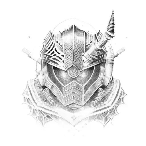  fluted armor knight tattoo design idea