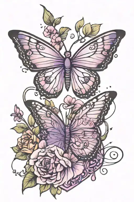 bts butterfly purple heart tattoo design idea