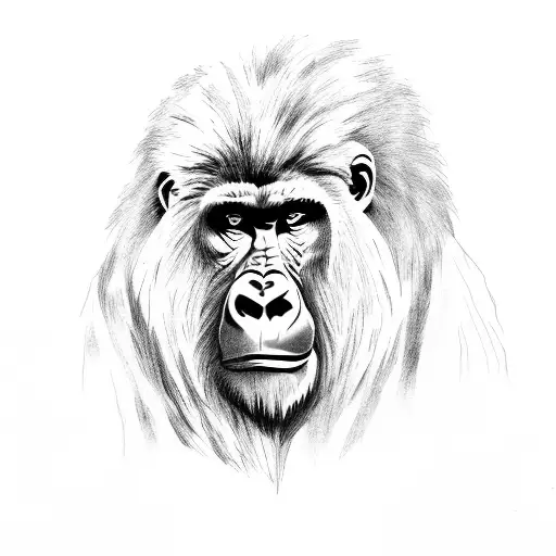 gorilla with lion tattoo design idea