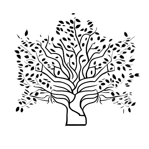 Tree of knowledge with branches representing different cognitive science fields tattoo design idea