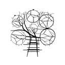 Tree of knowledge with branches representing different cognitive science fields tattoo design idea