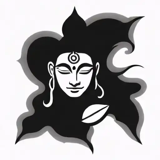 Central Element - Lord Shiva: At the heart of the tattoo, depict a minimalist outline of Lord Shiva’s face in meditation tattoo design idea