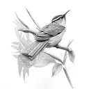 wrens bird flying tattoo design idea