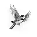 wrens bird flying tattoo design idea