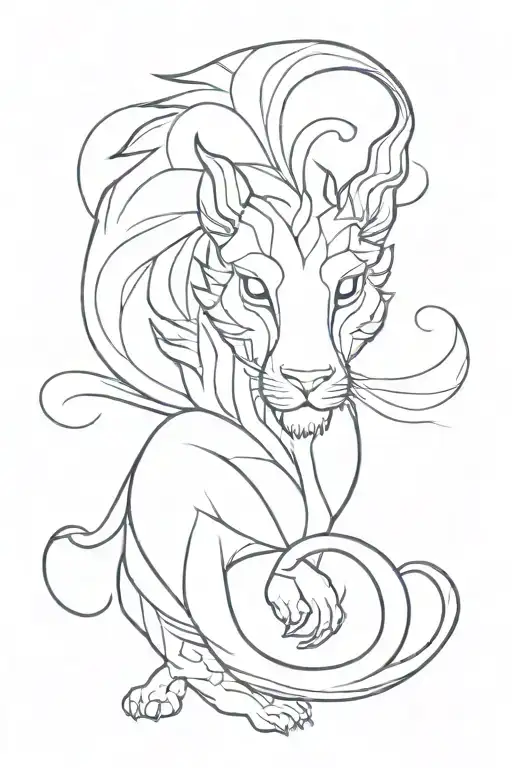 chimera with long tail in a long style tattoo design tattoo design idea