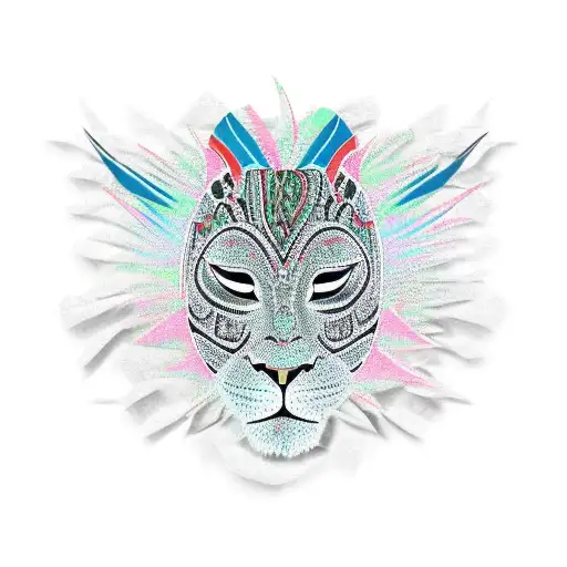 African tribal mask with leopard print pattern tattoo design idea