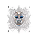 Orisha Shango surrounded by traditional African tribal patterns tattoo design idea