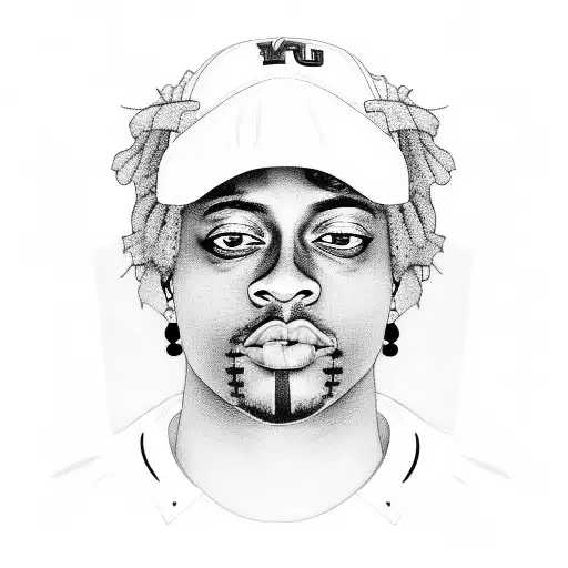 Juice Wrld portrait with a football twist tattoo design idea