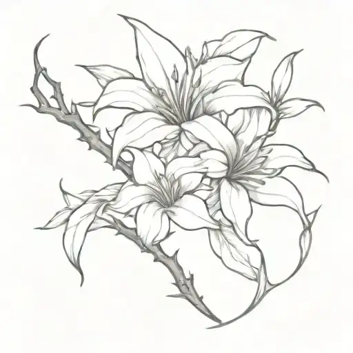 crown of thorns and lillies wrapping tattoo design idea