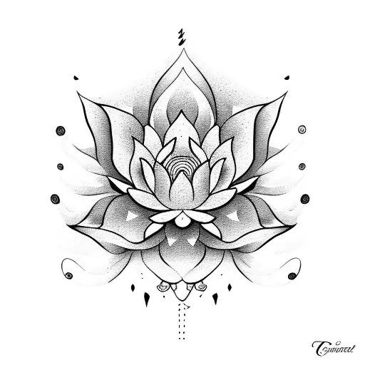 Lotus flower merging with a dancing skeleton tattoo design idea