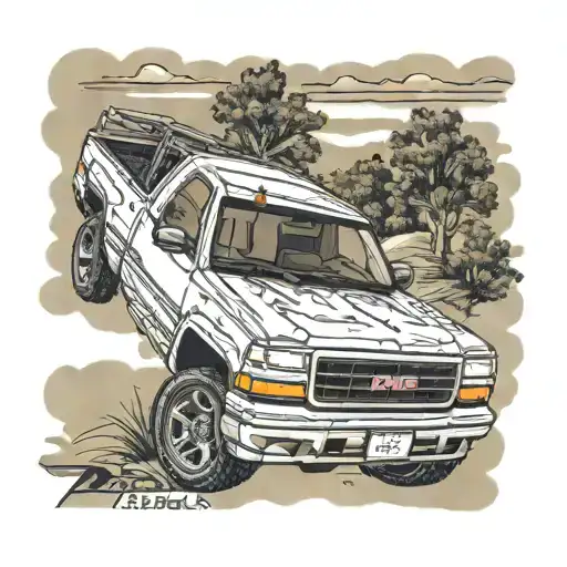 white and bronze lowered 1995 GMC sierra  tattoo design idea