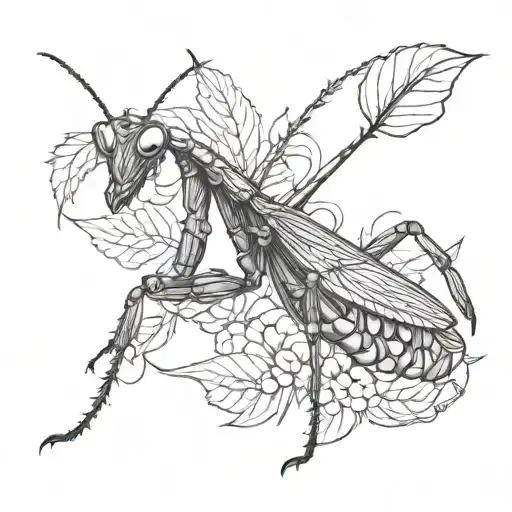 praying mantis tattoo design idea