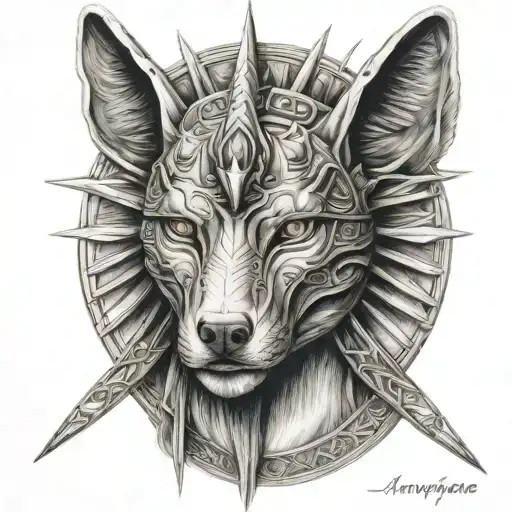 stargate tattoo with egyptian god anubis tattoo design idea