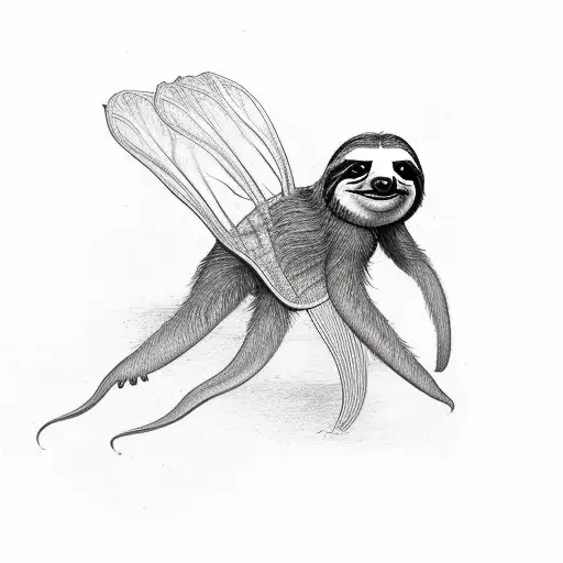 sloth with a venus fly trap that is trying to eat a butterfly tattoo design idea