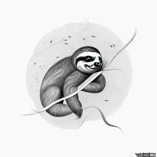 sloth eating a venus fly trap going for a fly tattoo design idea