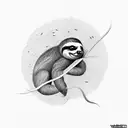 sloth eating a venus fly trap going for a fly tattoo design idea