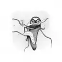 sloth eating a venus fly trap going for a fly tattoo design idea