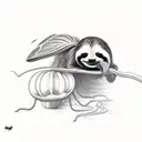 sloth eating a venus fly trap going for a fly tattoo design idea