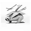 sloth eating a venus fly trap going for a fly tattoo design idea