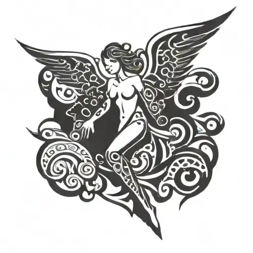 Angel looking tattoo design idea