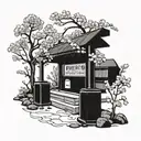 Music bar surrounded by cherry blossoms and a grave with my mothers death day and birth year on it  tattoo design idea