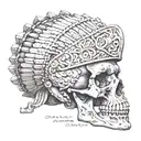 skull of a Aztec warrior and Spanish conquistador tattoo design idea