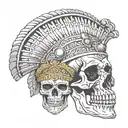 skull of a Aztec warrior and Spanish conquistador tattoo design idea