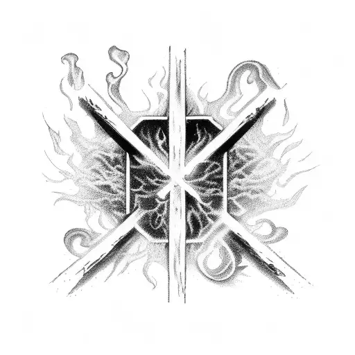 Cross with the words "Set a fire down in my soul That I can't contain That I can't control I want more of you God tattoo design idea