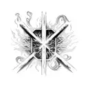 Cross with the words "Set a fire down in my soul That I can't contain That I can't control I want more of you God tattoo design idea