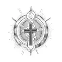 Cross with the words "Set a fire down in my soul That I can't contain That I can't control I want more of you God tattoo design idea