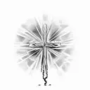 Cross with the words "Set a fire down in my soul That I can't contain That I can't control I want more of you God tattoo design idea