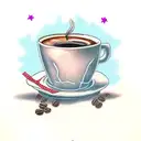 stack of books and a cup of coffee tattoo design idea