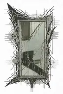 A large rectangular mirror with cracks in the reflection of which is a vertically positioned binary code tattoo design idea