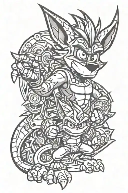 Crash bandicoot and spyro duo tattoo design idea