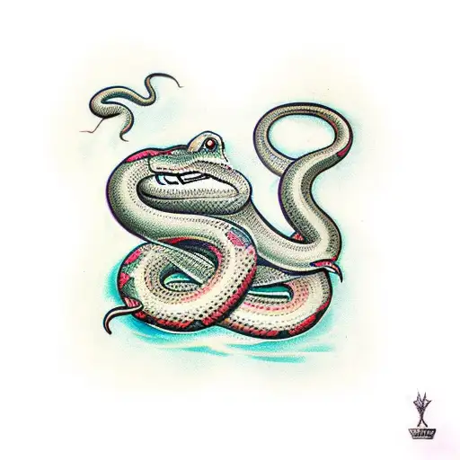 snakes eating themselves tattoo design idea